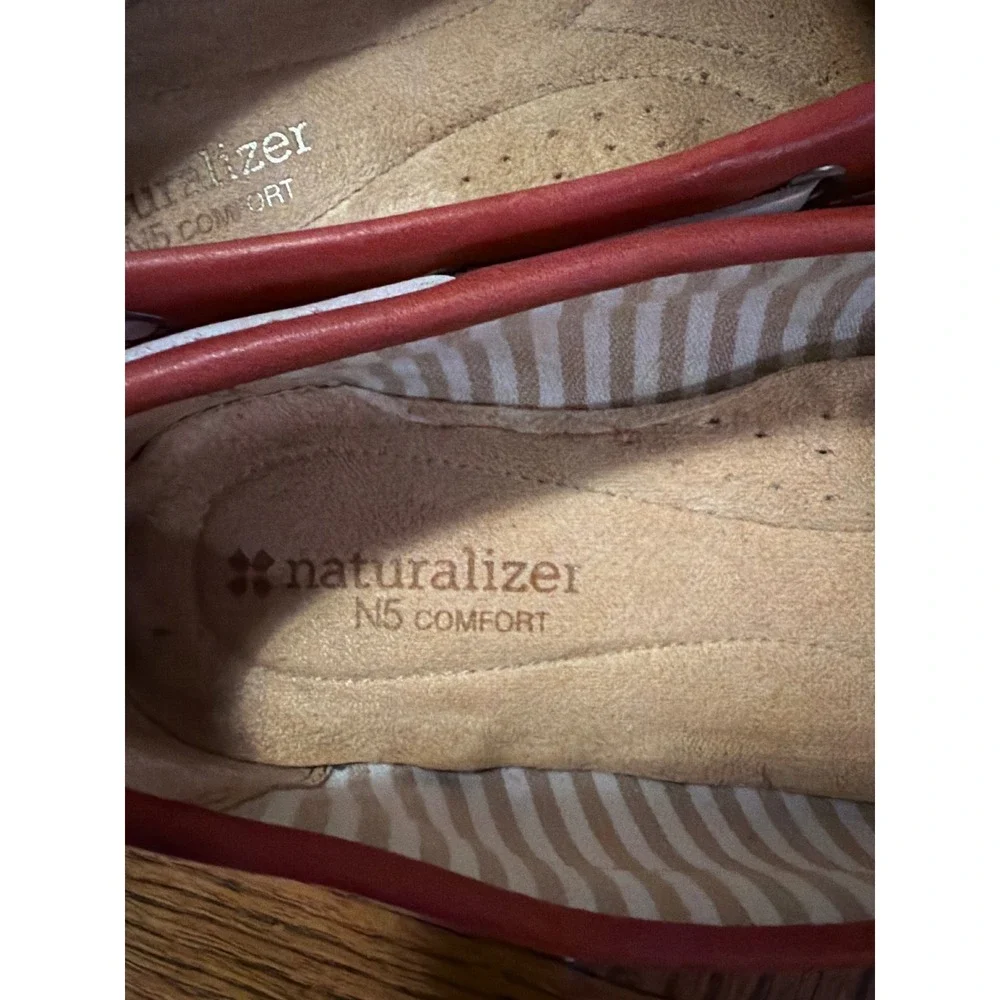 Naturalizer Hanover Red Leather Boat Shoes N5 Comfort Loafers Womens 7.5 M